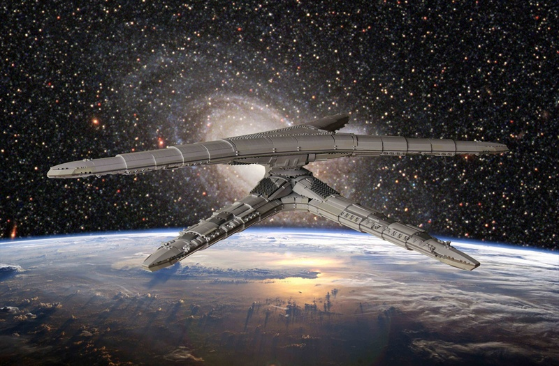 Illustration for article titled The ships of Battlestar Galactica, immortalized in thousands of LEGO bricks
